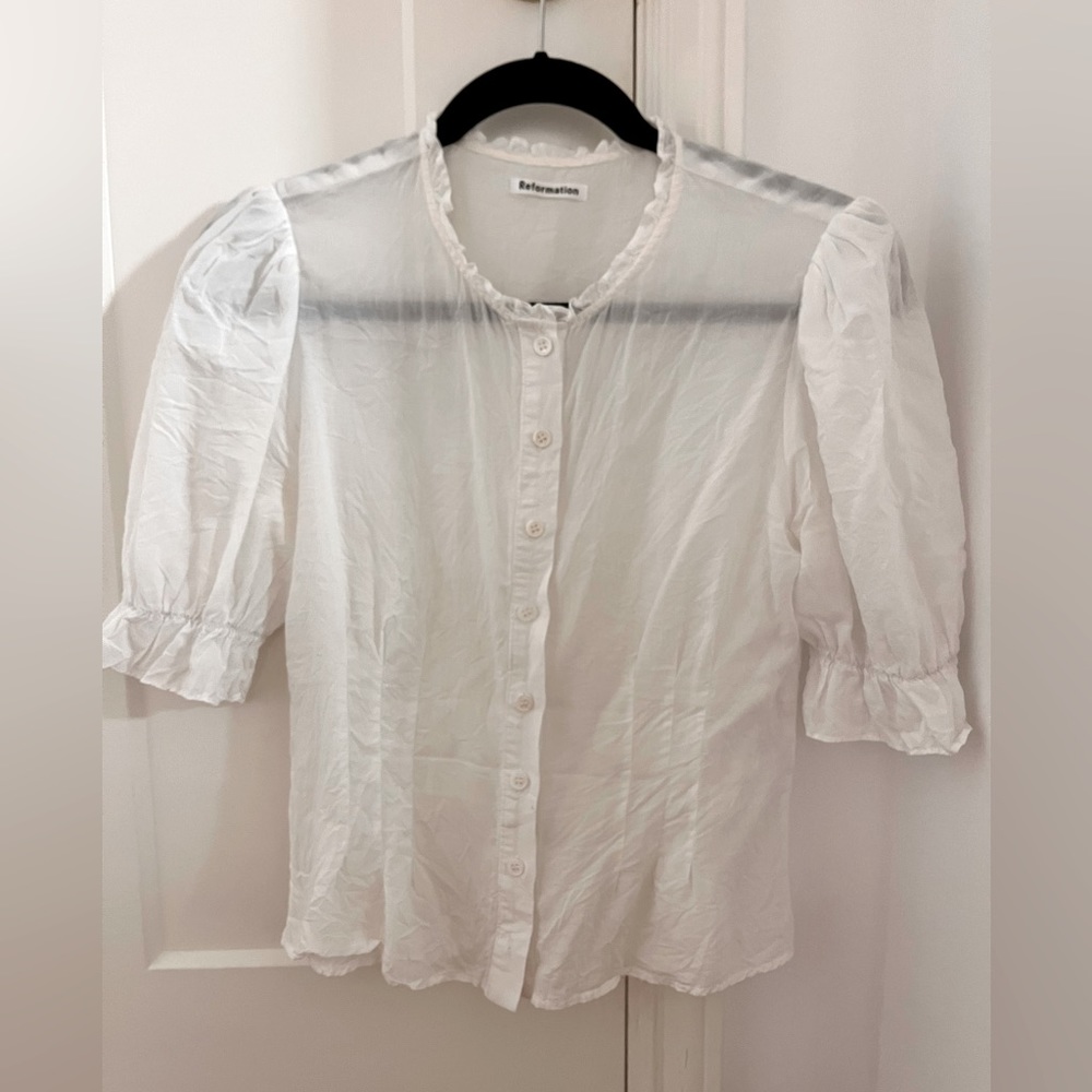 Reformation puff sleeve Edwardian blouse